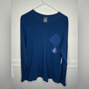 RIPNDIP Blue Long Sleeve Pocket T-Shirt Lord Nermal Cat Graphic Size M